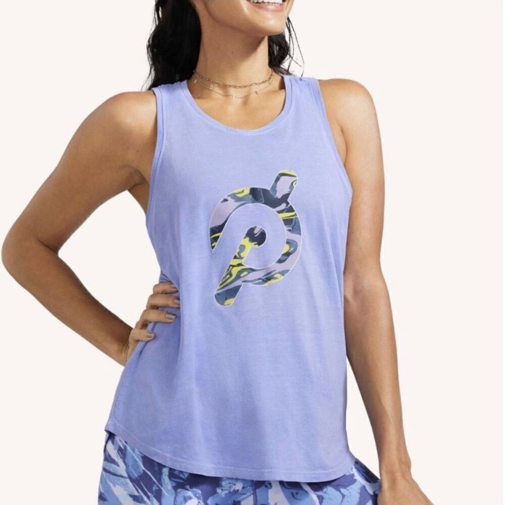 Peloton PS121 Flow Racerback Tank in Cornflower Blue Front Logo Women’s Small
